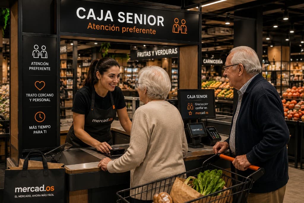 Caja Senior vivetumercado con atención preferente para personas mayores en el mercado